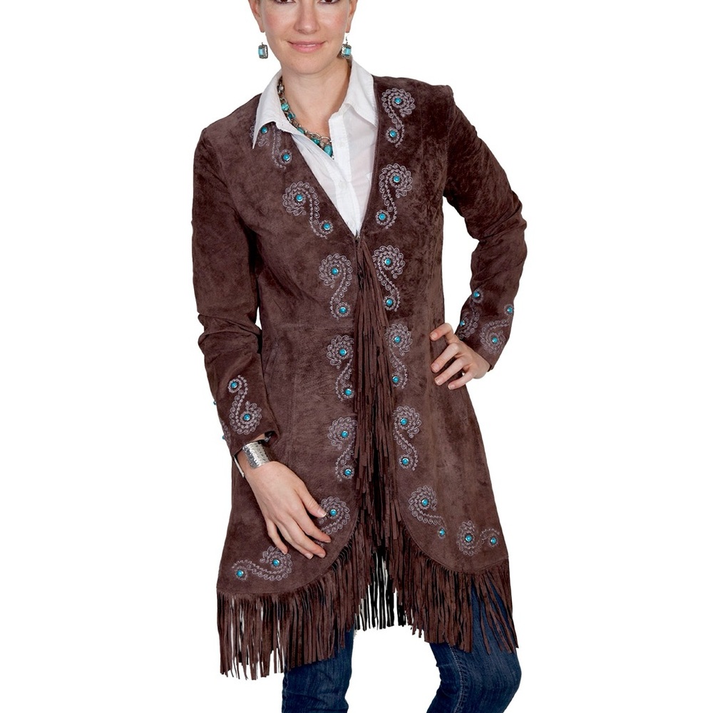 Scully Fringe Embroidered Suede Jacket